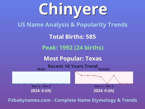 Infographic: Chinyere name meaning, origin, and popularity trends in the United States (US baby name analysis chart)