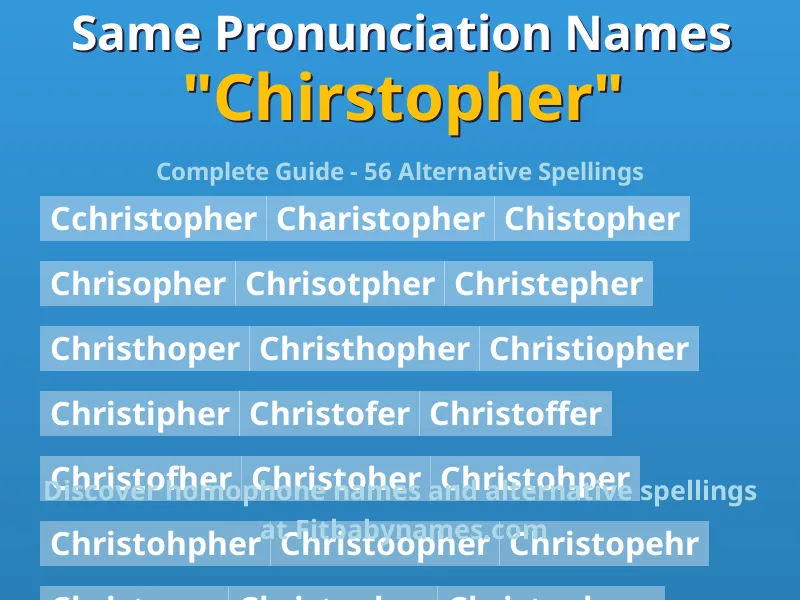 Infographic: Chirstopher same pronunciation names, similar names, and homophone names