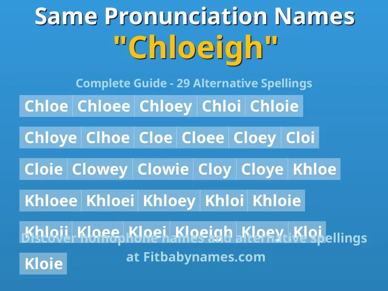 Infographic: Chloeigh same pronunciation names, similar names, and homophone names