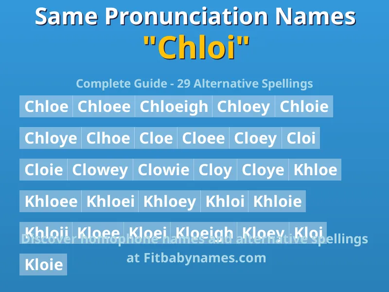 Infographic: Chloi same pronunciation names, similar names, and homophone names