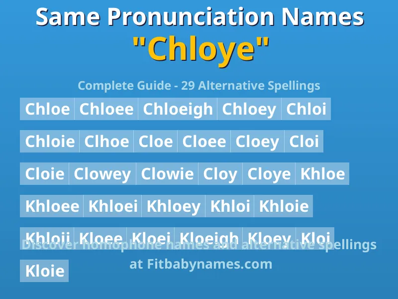 Infographic: Chloye same pronunciation names, similar names, and homophone names