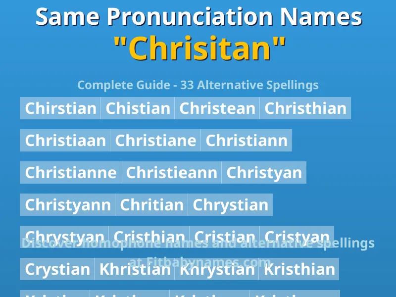 Infographic: Chrisitan same pronunciation names, similar names, and homophone names