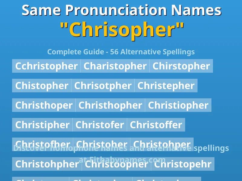 Infographic: Chrisopher same pronunciation names, similar names, and homophone names