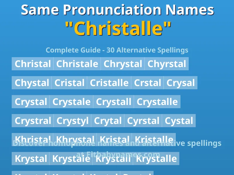 Infographic: Christalle same pronunciation names, similar names, and homophone names