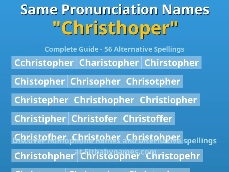 Infographic: Christhoper same pronunciation names, similar names, and homophone names