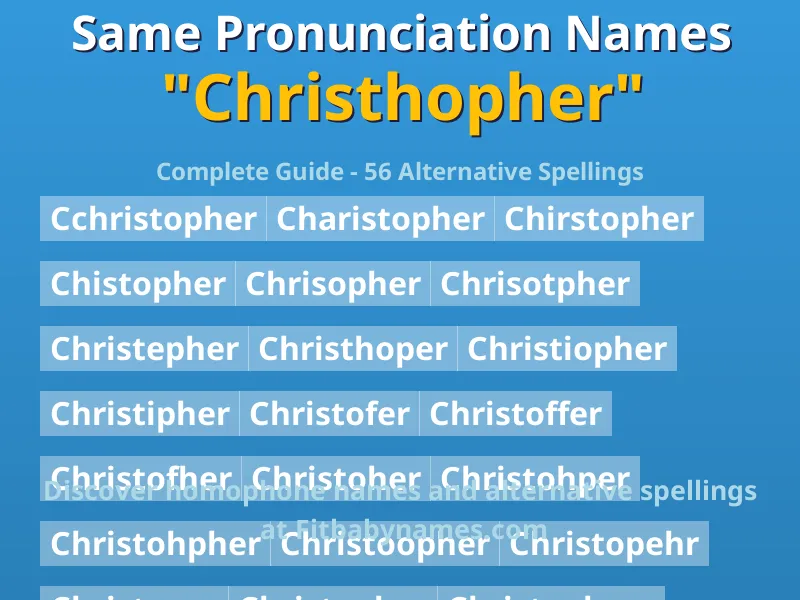 Infographic: Christhopher same pronunciation names, similar names, and homophone names