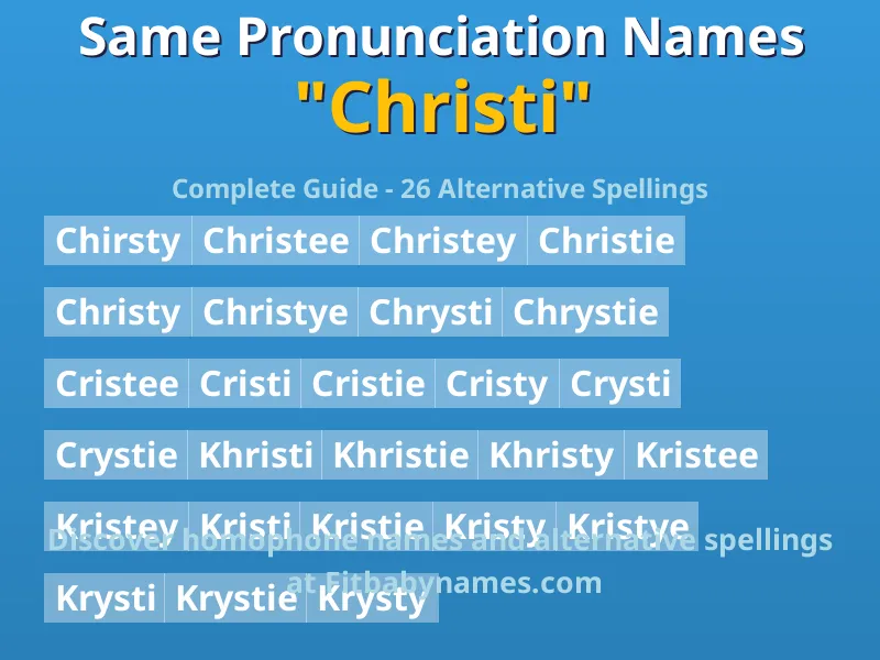 Infographic: Christi same pronunciation names, similar names, and homophone names