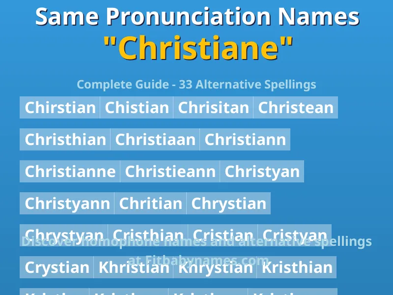 Infographic: Christiane same pronunciation names, similar names, and homophone names
