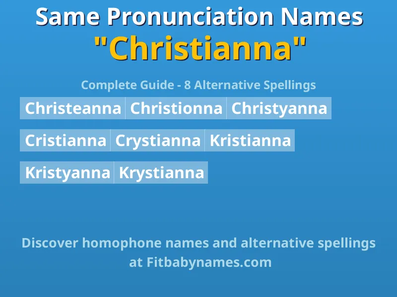 Infographic: Christianna same pronunciation names, similar names, and homophone names