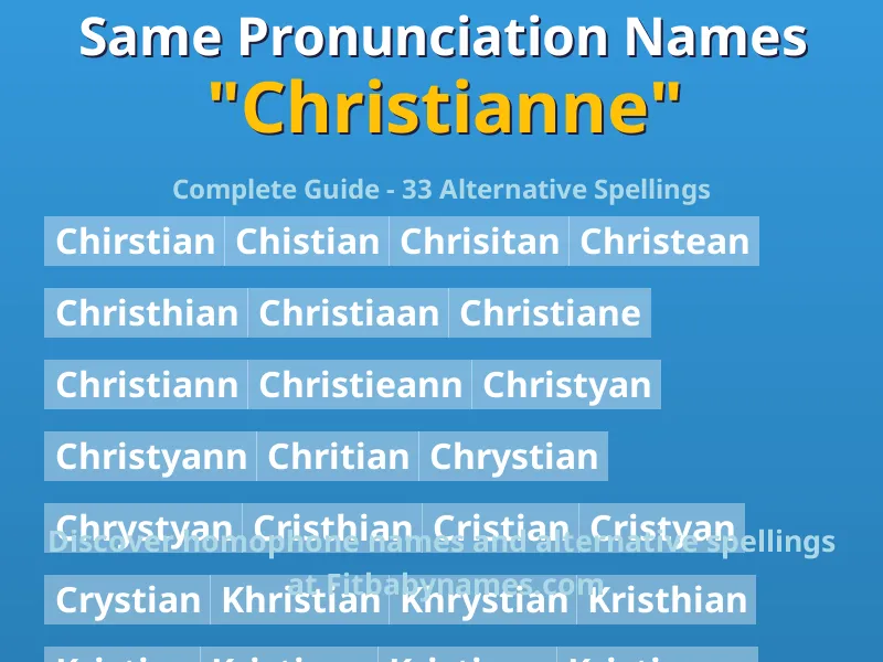 Infographic: Christianne same pronunciation names, similar names, and homophone names