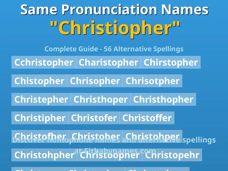 Infographic: Christiopher same pronunciation names, similar names, and homophone names
