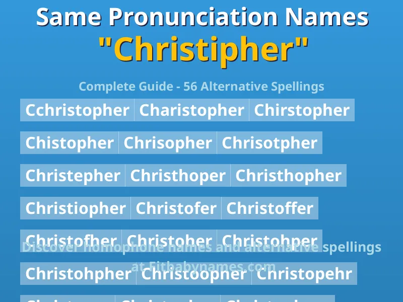Infographic: Christipher same pronunciation names, similar names, and homophone names