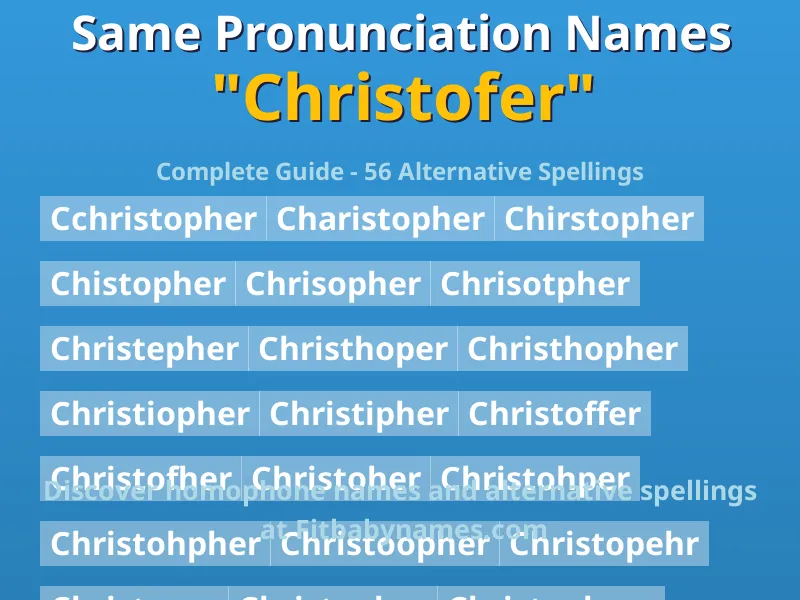 Infographic: Christofer same pronunciation names, similar names, and homophone names