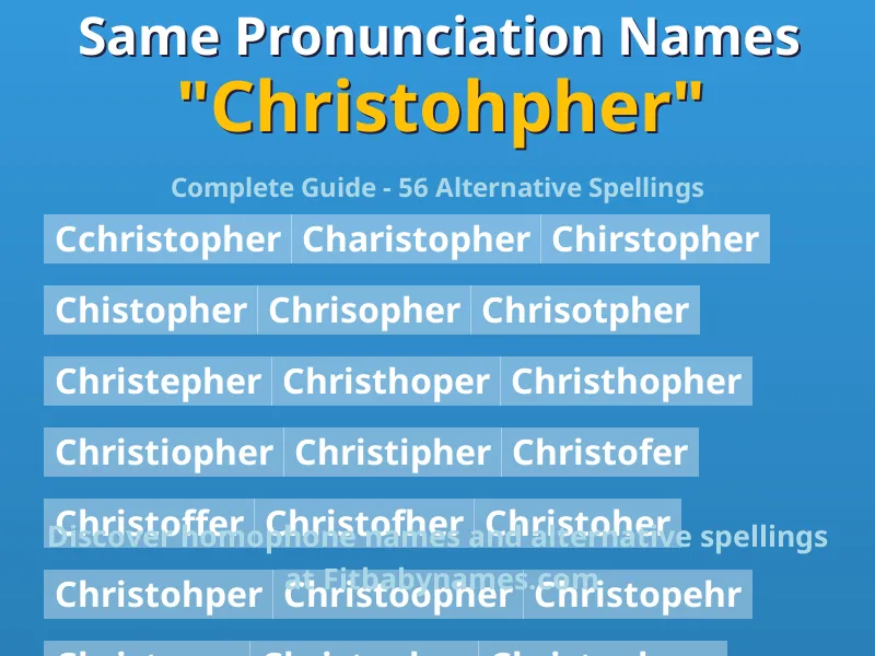 Infographic: Christohpher same pronunciation names, similar names, and homophone names