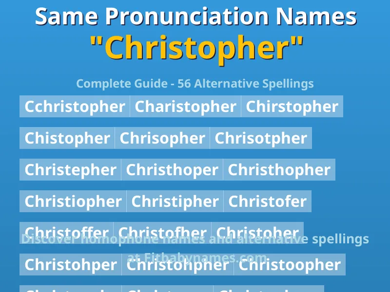 Infographic: Christopher same pronunciation names, similar names, and homophone names