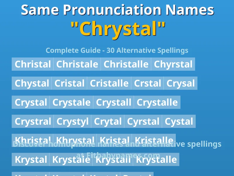 Infographic: Chrystal same pronunciation names, similar names, and homophone names