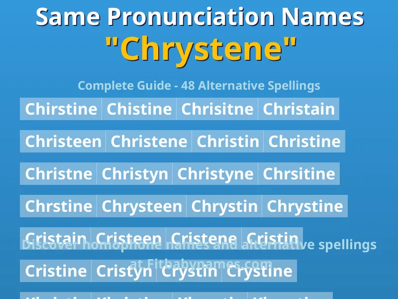 Infographic: Chrystene same pronunciation names, similar names, and homophone names