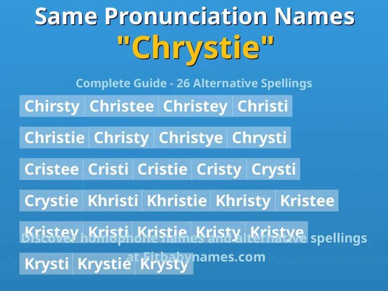 Infographic: Chrystie same pronunciation names, similar names, and homophone names