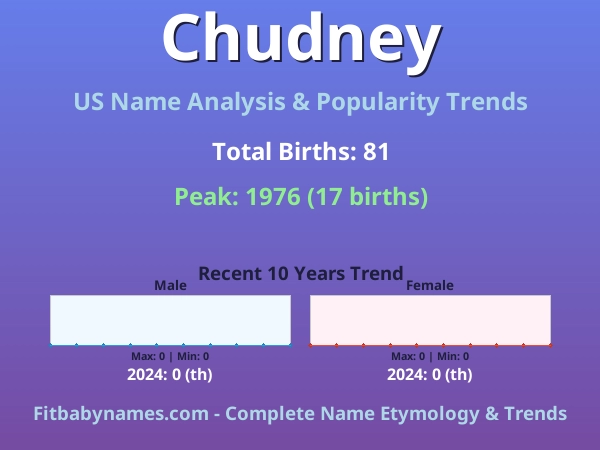 Infographic: Chudney name meaning, origin, and popularity trends in the United States (US baby name analysis chart)