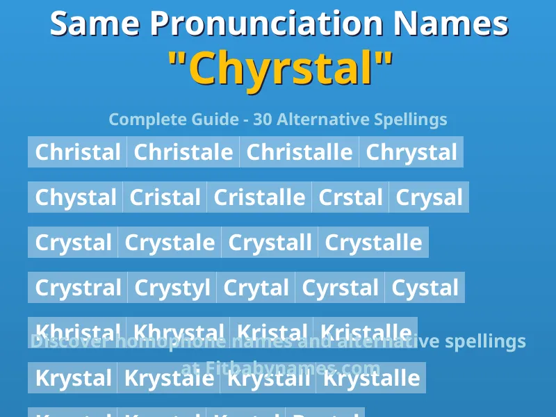 Infographic: Chyrstal same pronunciation names, similar names, and homophone names