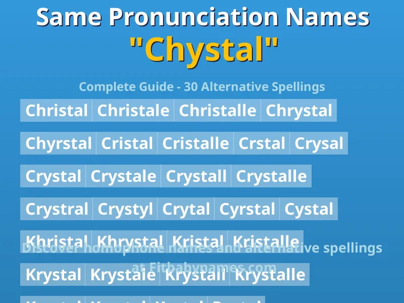 Infographic: Chystal same pronunciation names, similar names, and homophone names