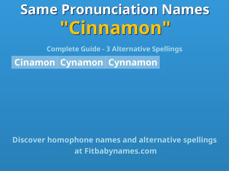Infographic: Cinnamon same pronunciation names, similar names, and homophone names