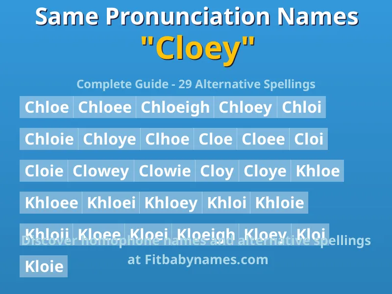 Infographic: Cloey same pronunciation names, similar names, and homophone names
