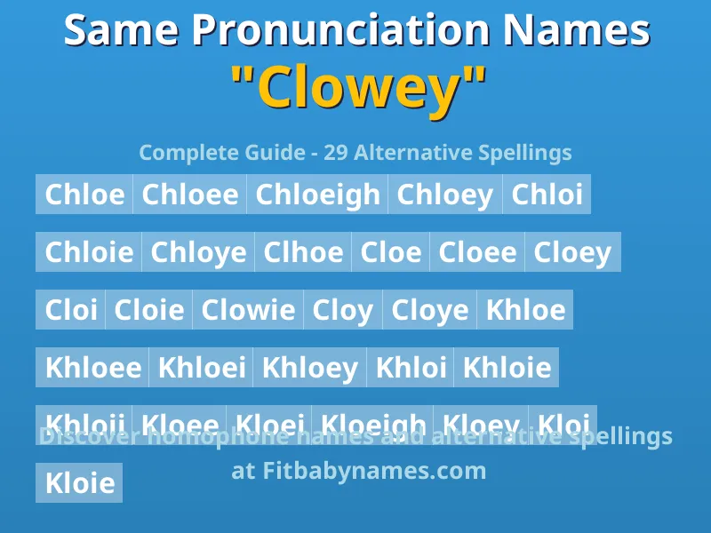 Infographic: Clowey same pronunciation names, similar names, and homophone names