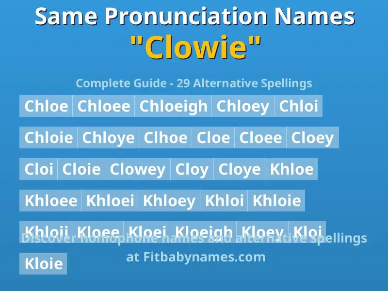 Infographic: Clowie same pronunciation names, similar names, and homophone names