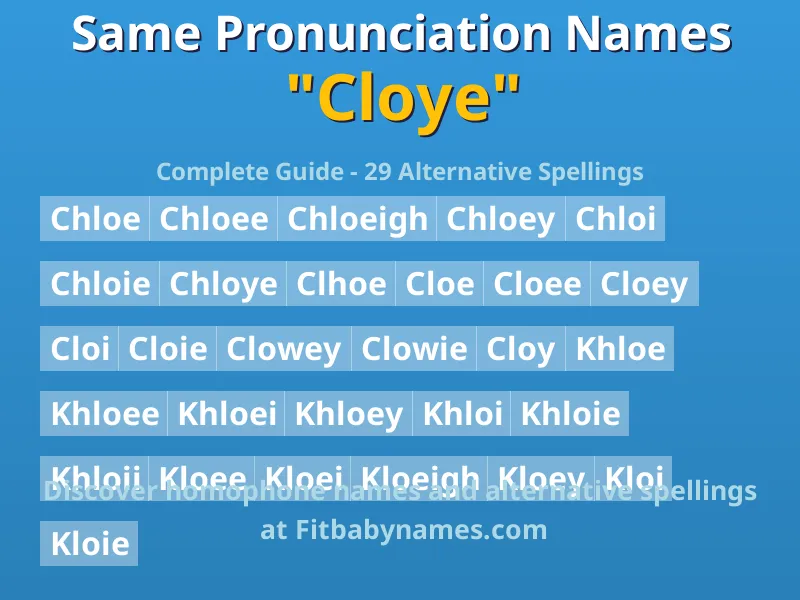 Infographic: Cloye same pronunciation names, similar names, and homophone names