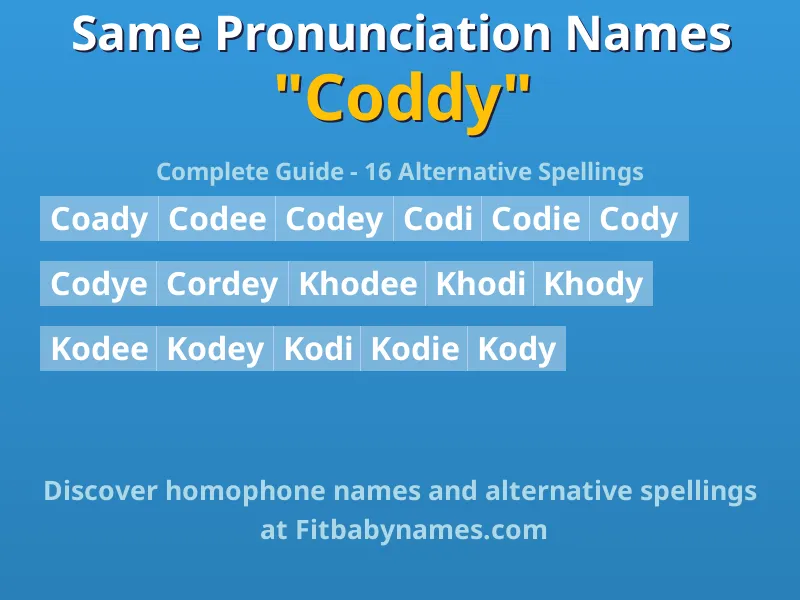 Infographic: Coddy same pronunciation names, similar names, and homophone names