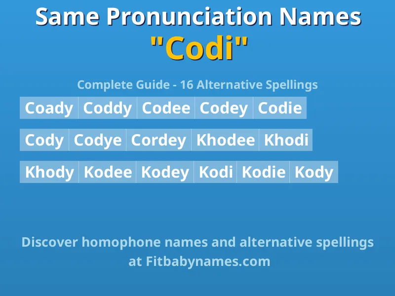Infographic: Codi same pronunciation names, similar names, and homophone names