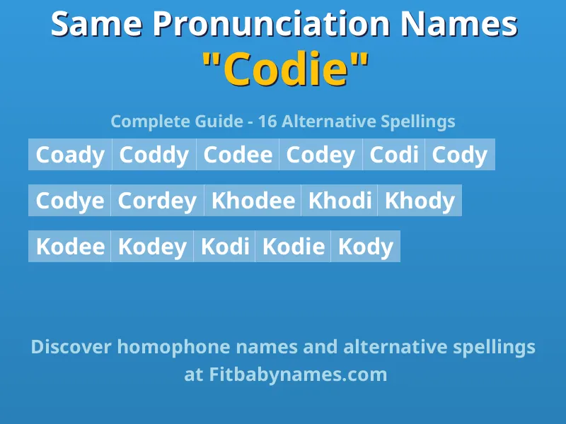 Infographic: Codie same pronunciation names, similar names, and homophone names