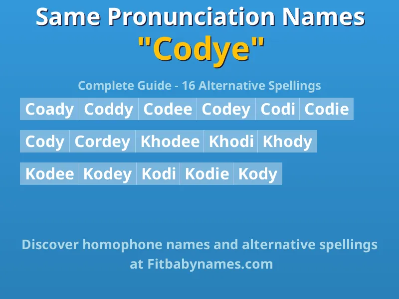 Infographic: Codye same pronunciation names, similar names, and homophone names