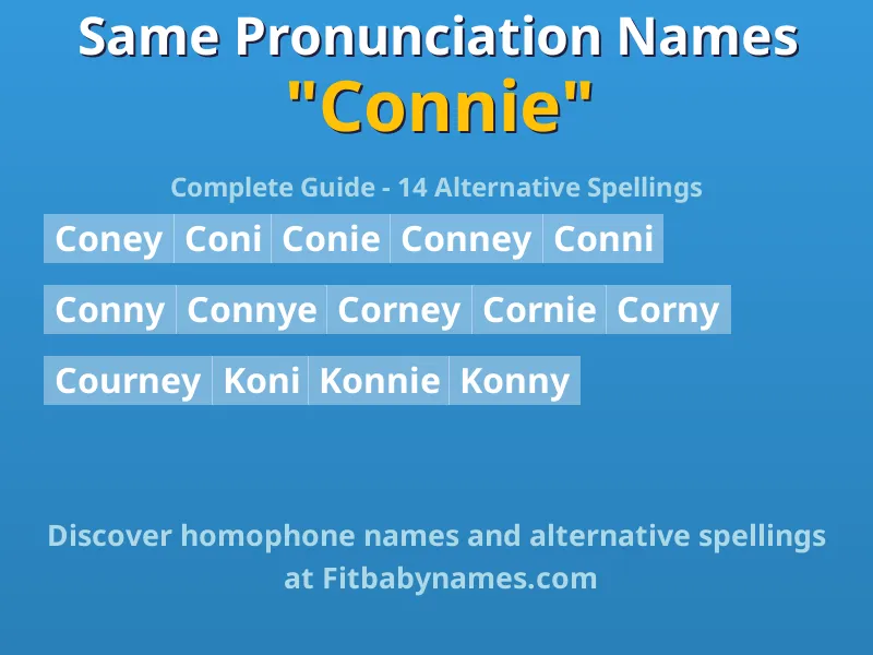 Infographic: Connie same pronunciation names, similar names, and homophone names