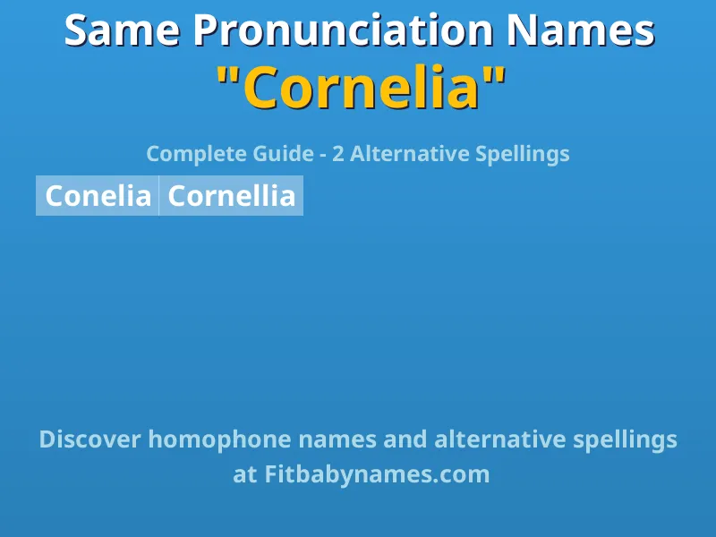 Infographic: Cornelia same pronunciation names, similar names, and homophone names