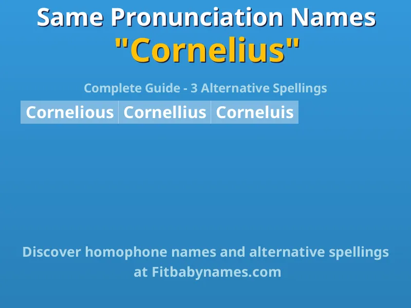 Infographic: Cornelius same pronunciation names, similar names, and homophone names