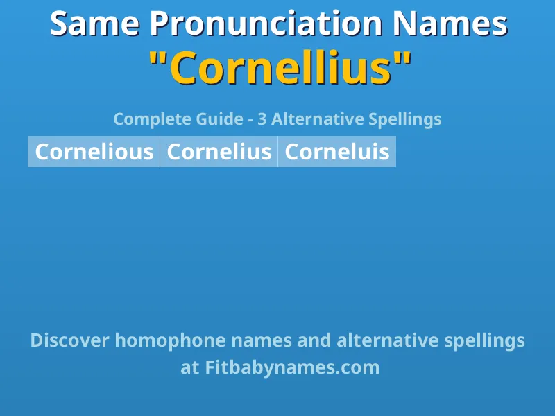 Infographic: Cornellius same pronunciation names, similar names, and homophone names
