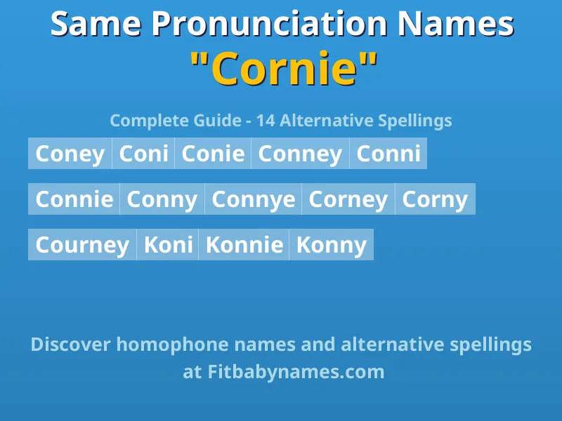 Infographic: Cornie same pronunciation names, similar names, and homophone names