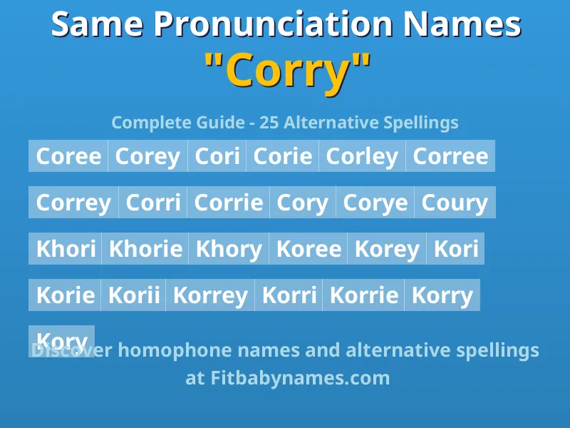 Infographic: Corry same pronunciation names, similar names, and homophone names