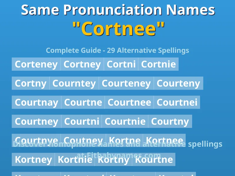 Infographic: Cortnee same pronunciation names, similar names, and homophone names