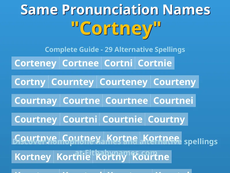 Infographic: Cortney same pronunciation names, similar names, and homophone names