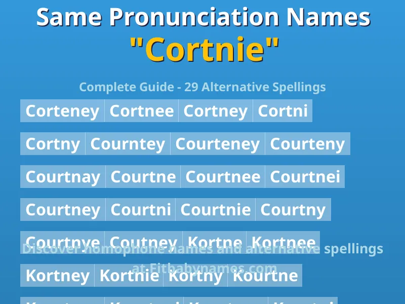 Infographic: Cortnie same pronunciation names, similar names, and homophone names