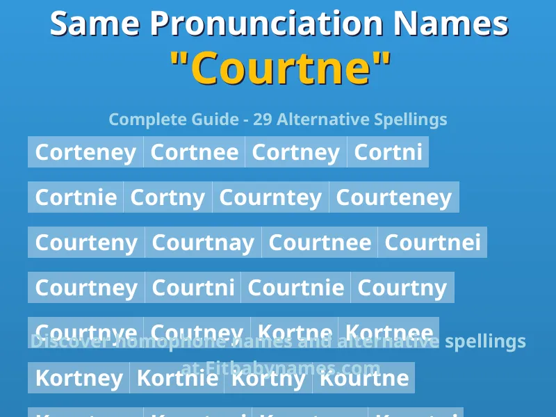 Infographic: Courtne same pronunciation names, similar names, and homophone names