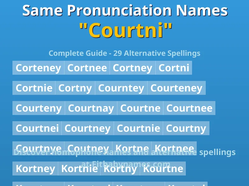 Infographic: Courtni same pronunciation names, similar names, and homophone names