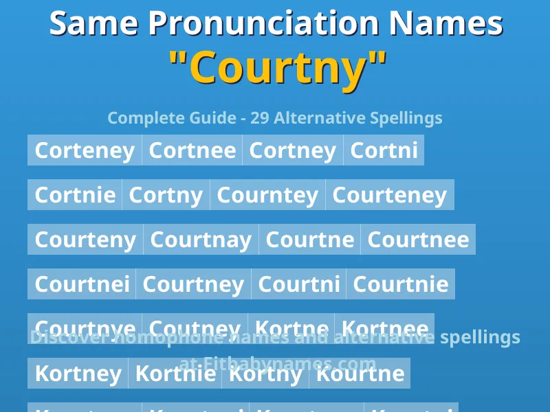 Infographic: Courtny same pronunciation names, similar names, and homophone names