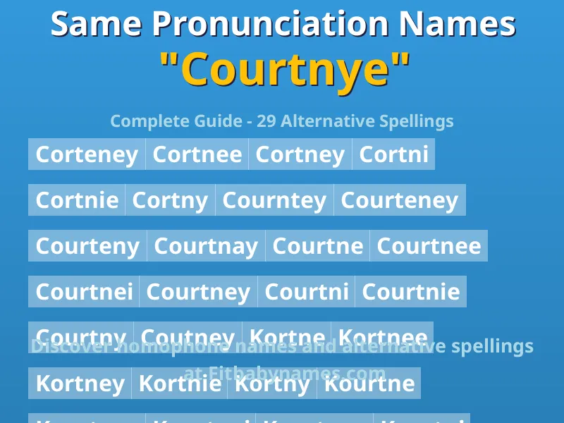 Infographic: Courtnye same pronunciation names, similar names, and homophone names