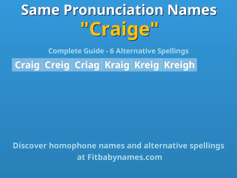 Infographic: Craige same pronunciation names, similar names, and homophone names