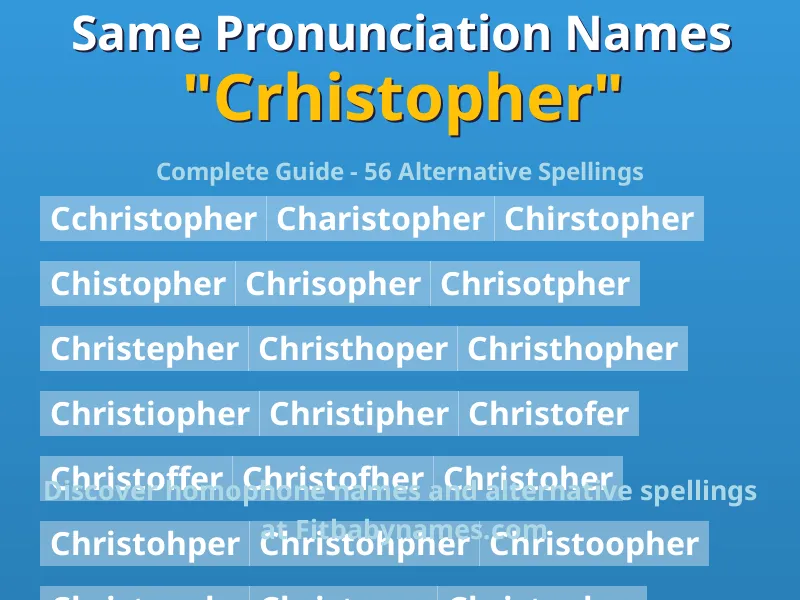 Infographic: Crhistopher same pronunciation names, similar names, and homophone names