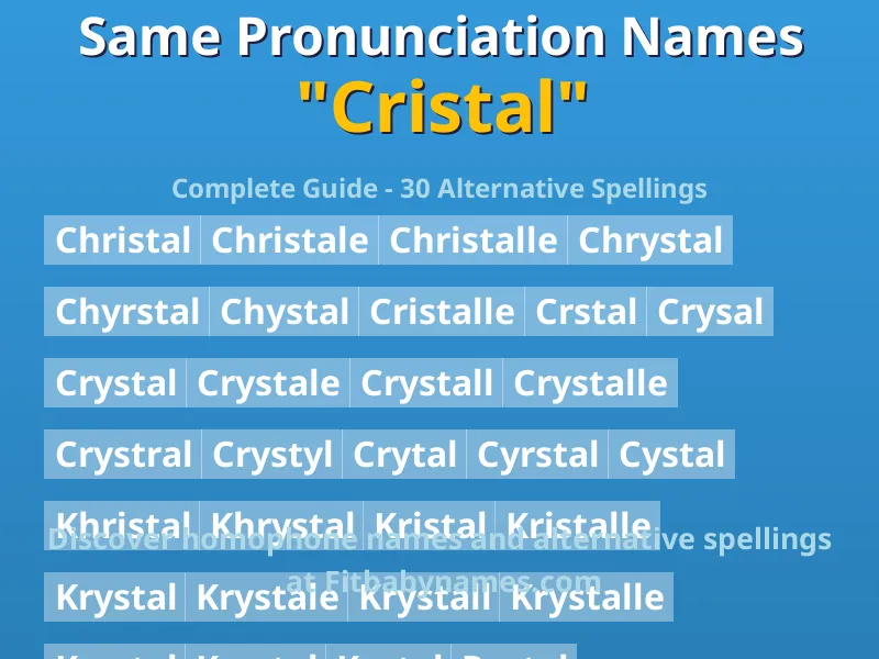 Infographic: Cristal same pronunciation names, similar names, and homophone names